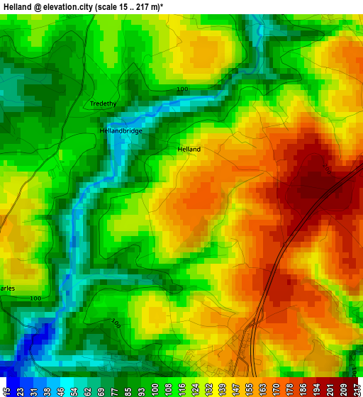 Helland elevation map