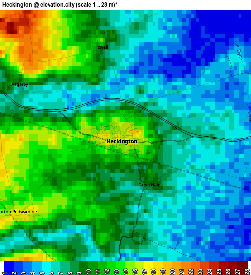 Heckington elevation map