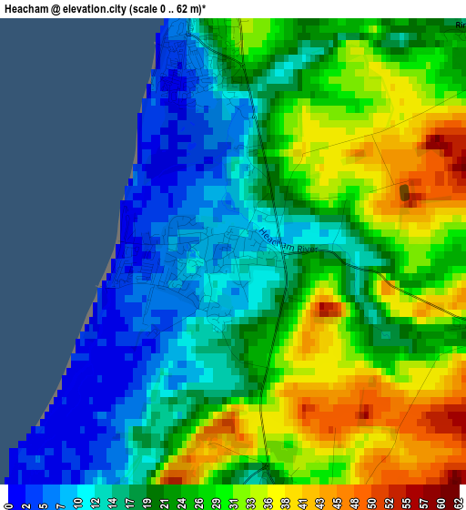 Heacham elevation map