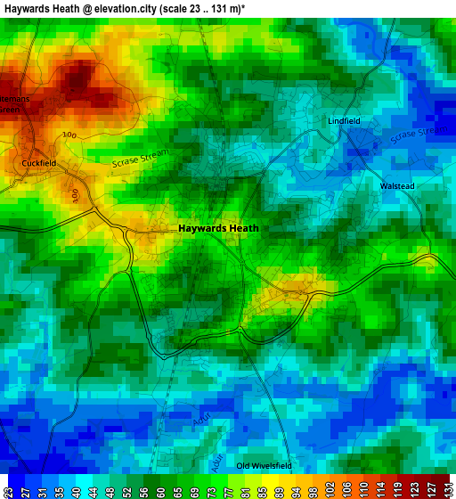 Haywards Heath elevation map