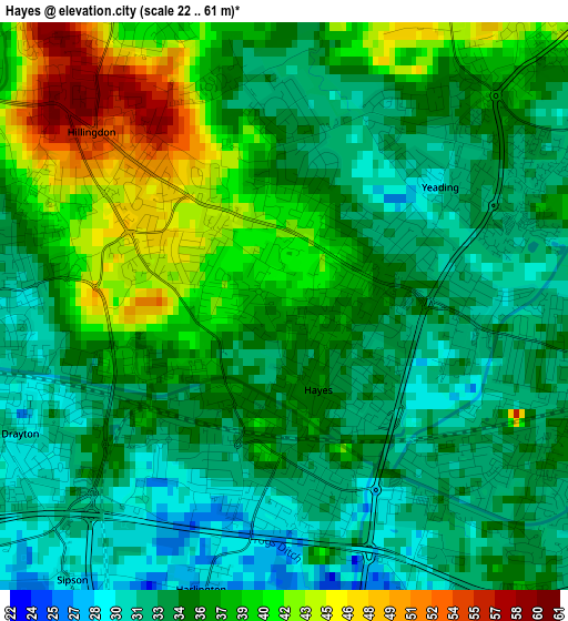 Hayes elevation map