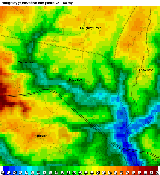 Haughley elevation map