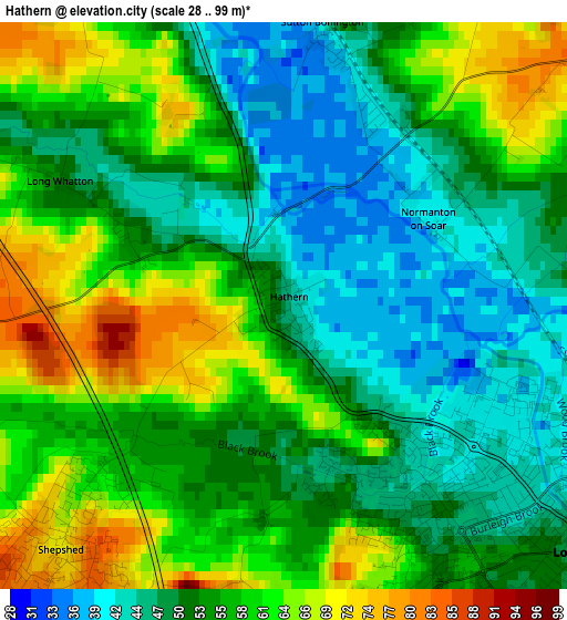 Hathern elevation map