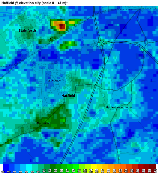 Hatfield elevation map