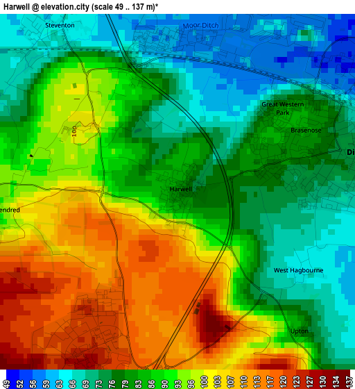 Harwell elevation map