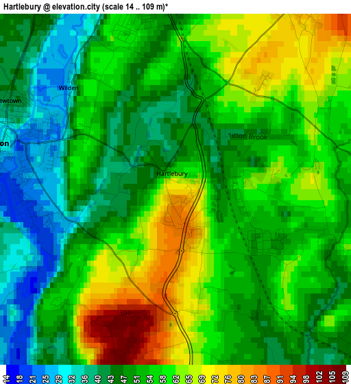 Hartlebury elevation map