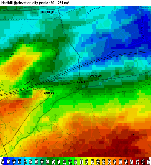 Harthill elevation map