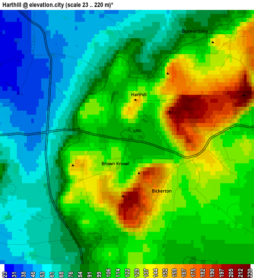 Harthill elevation map