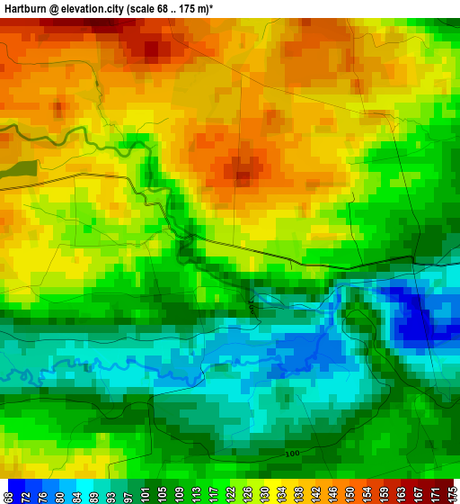 Hartburn elevation map