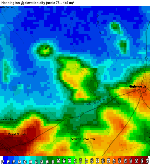 Hannington elevation map