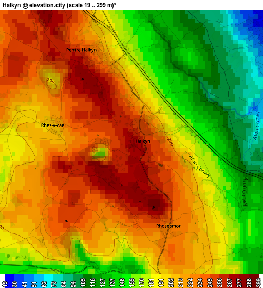 Halkyn elevation map