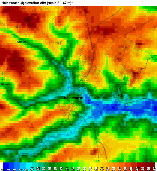 Halesworth elevation map