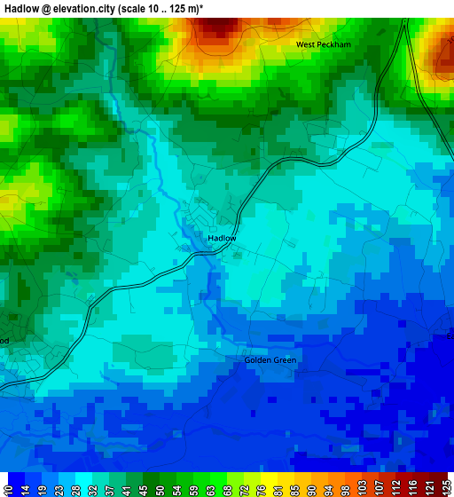 Hadlow elevation map