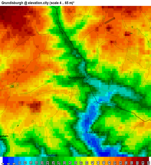 Grundisburgh elevation map