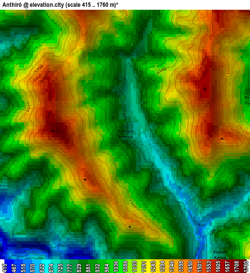 Anthiró elevation map