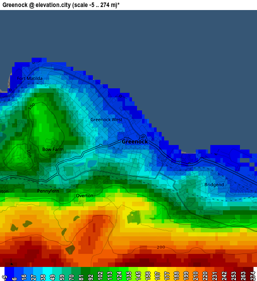 Greenock elevation map