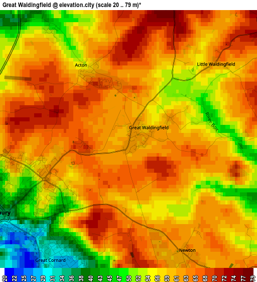 Great Waldingfield elevation map