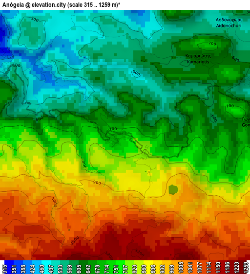 Anógeia elevation map