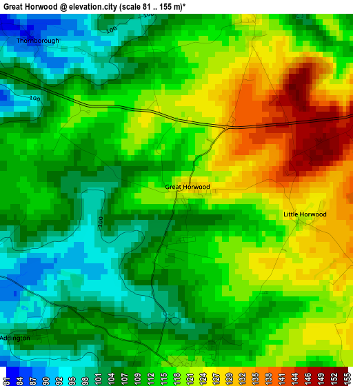 Great Horwood elevation map