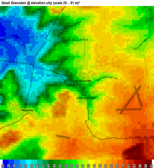 Great Gransden elevation map