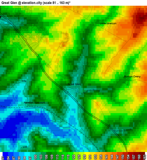 Great Glen elevation map