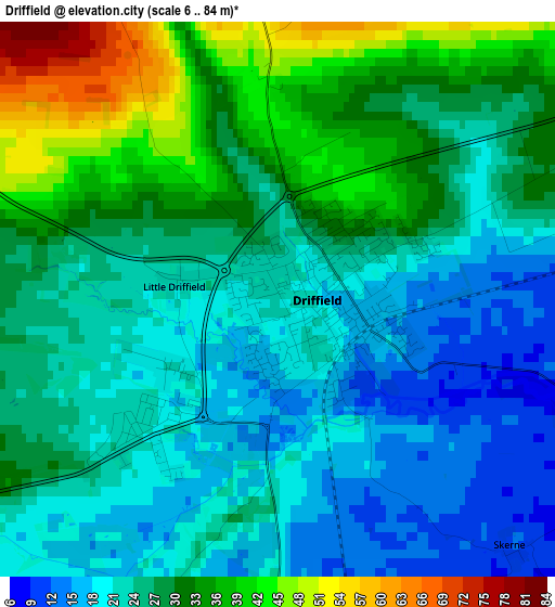 Driffield elevation map