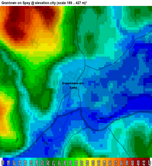 Grantown on Spey elevation map