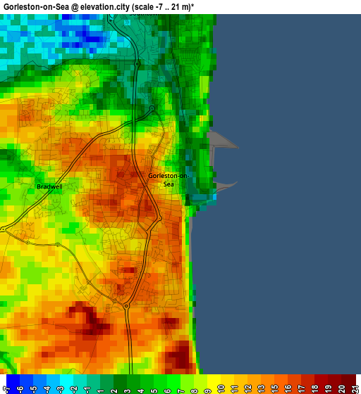 Gorleston-on-Sea elevation map