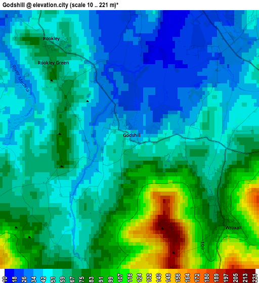 Godshill elevation map