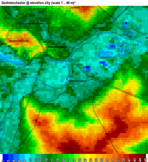 Godmanchester elevation map