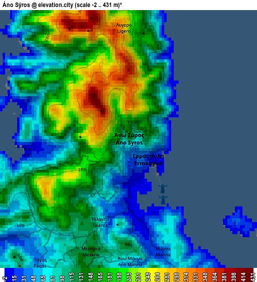 Áno Sýros elevation map