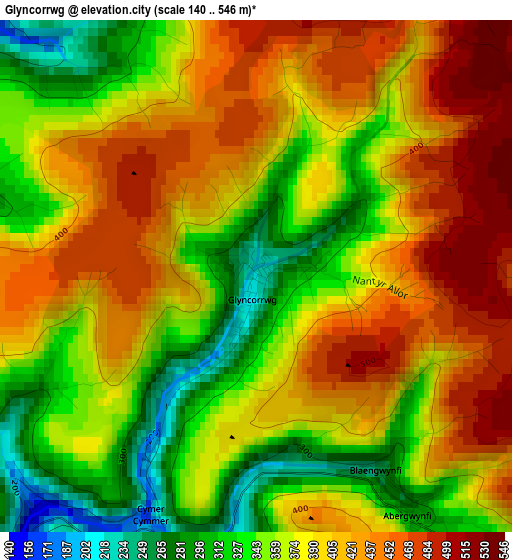 Glyncorrwg elevation map