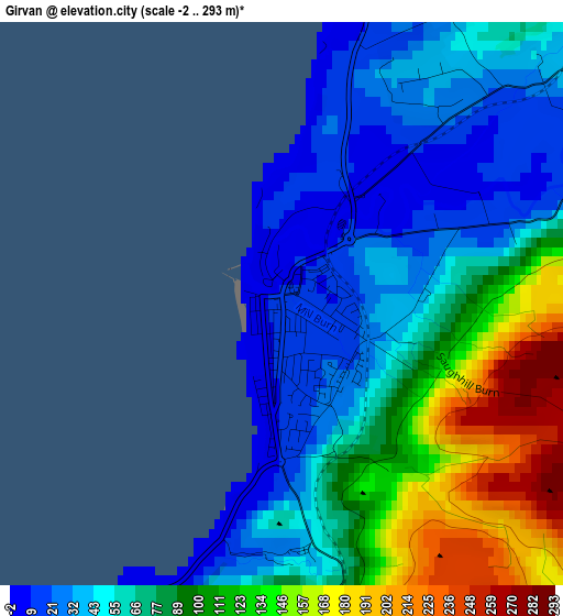 Girvan elevation map