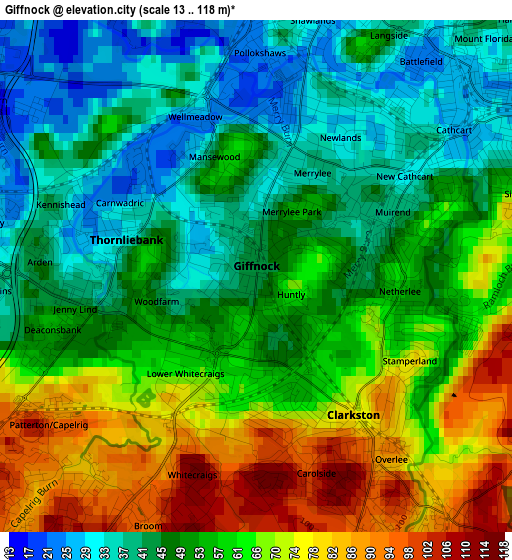 Giffnock elevation map