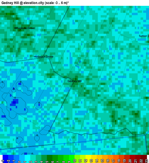 Gedney Hill elevation map