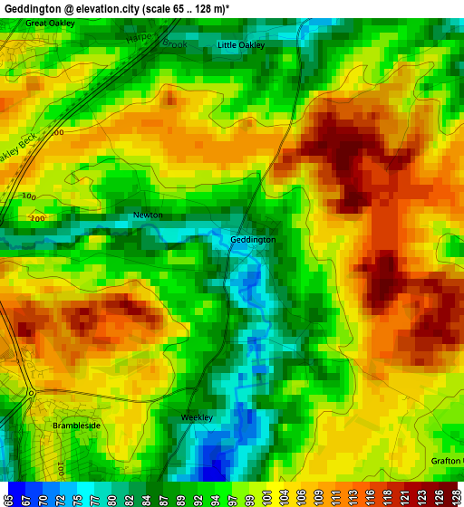 Geddington elevation map