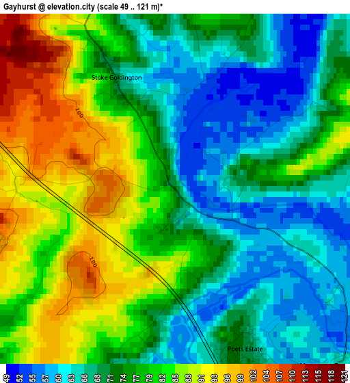 Gayhurst elevation map