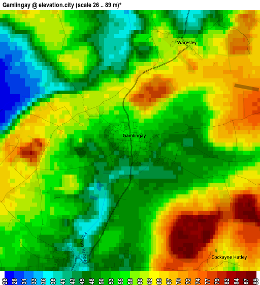 Gamlingay elevation map