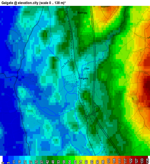 Galgate elevation map