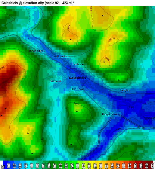 Galashiels elevation map