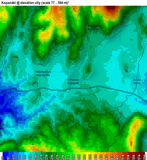 Kopanáki elevation map