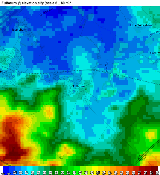 Fulbourn elevation map