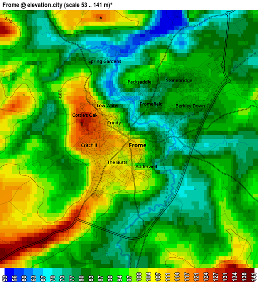 Frome elevation map