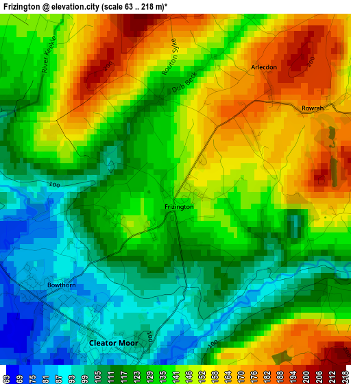 Frizington elevation map