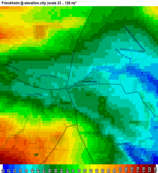 Friockheim elevation map