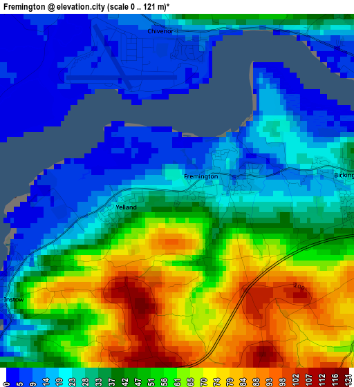 Fremington elevation map