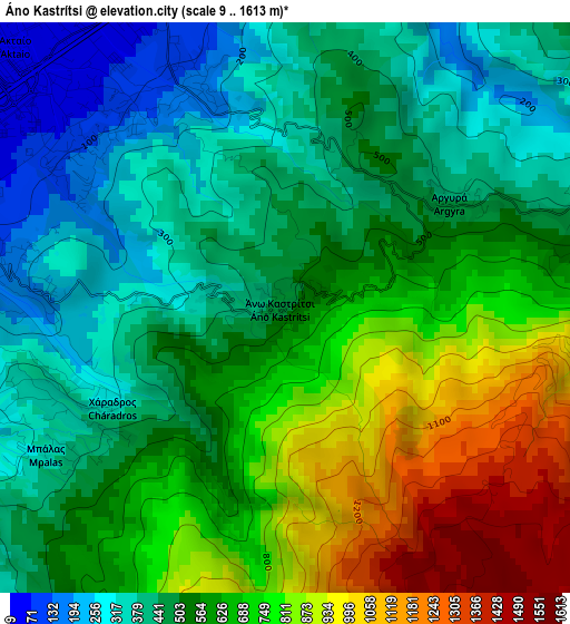 Áno Kastrítsi elevation map