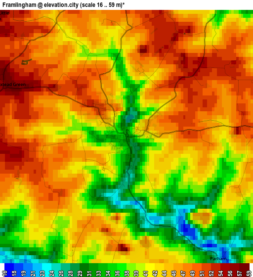 Framlingham elevation map