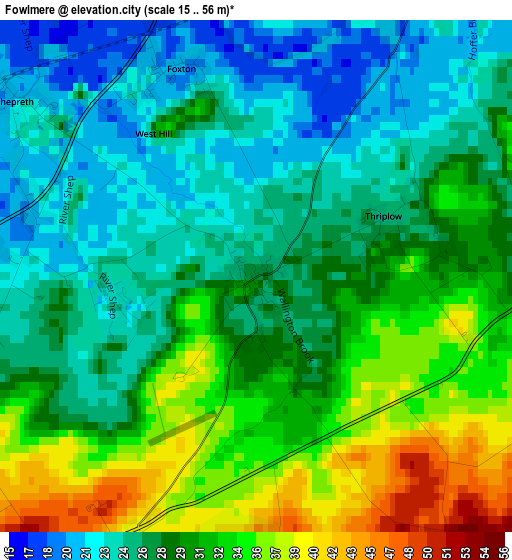 Fowlmere elevation map