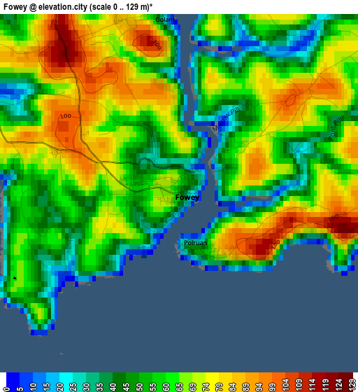 Fowey elevation map